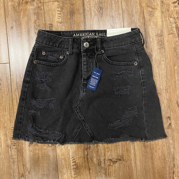 American Eagle Distressed High-Rise Denim Skirt (Size 0) - Picture 1 of 3